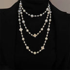 Retro Multi-layer Pearls Necklace Fashion Long Sweater Chain Versatile Accessories For Women Pi-Mart