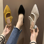 Fashion Shoes Hollow Round Heel Sandals and Slippers Female Mid-heel Short-heel Sasual Outer Wear SDL08210504 - SJB-DIAMOND ELITES
