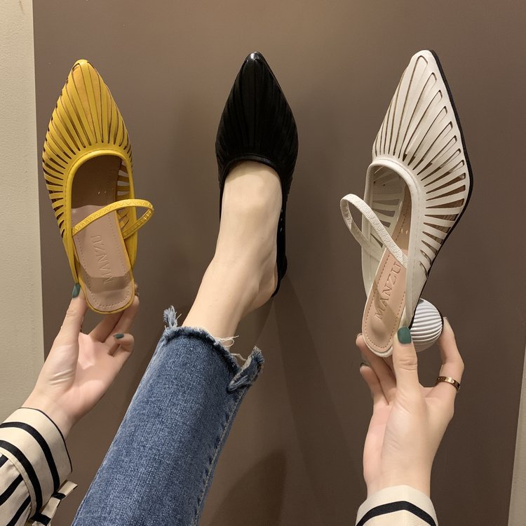 Fashion Shoes Hollow Round Heel Sandals and Slippers Female Mid-heel Short-heel Sasual Outer Wear SDL08210504 - SJB-DIAMOND ELITES