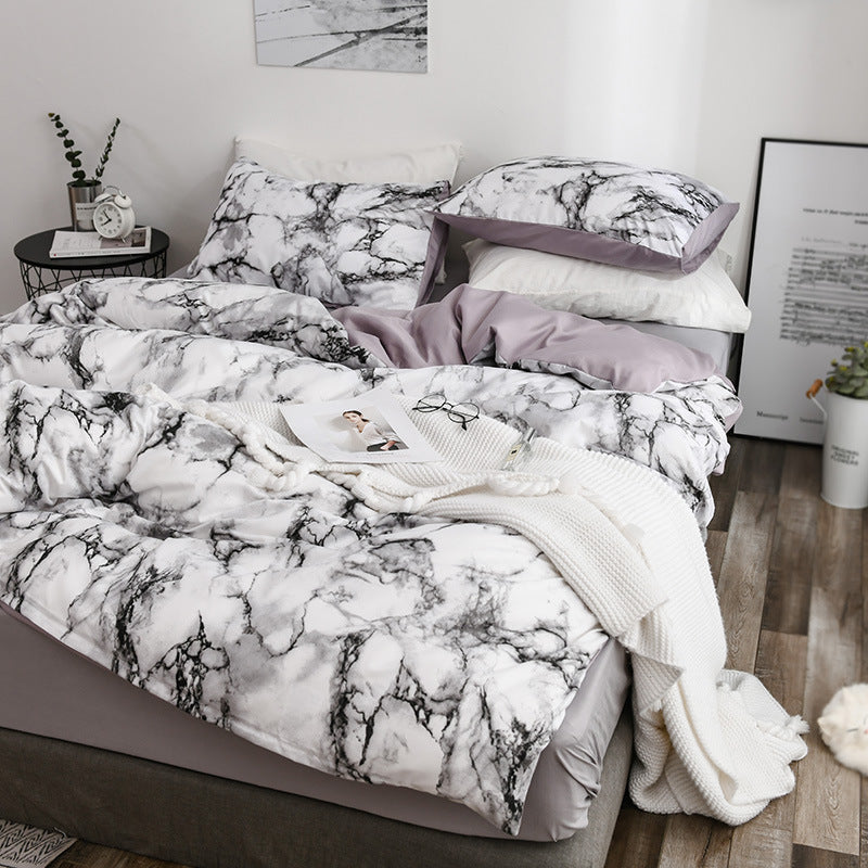 Marble patterned plain duvet cover sheets Pi-Mart