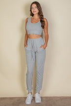 French Terry Cropped Tank Top & Joggers Set