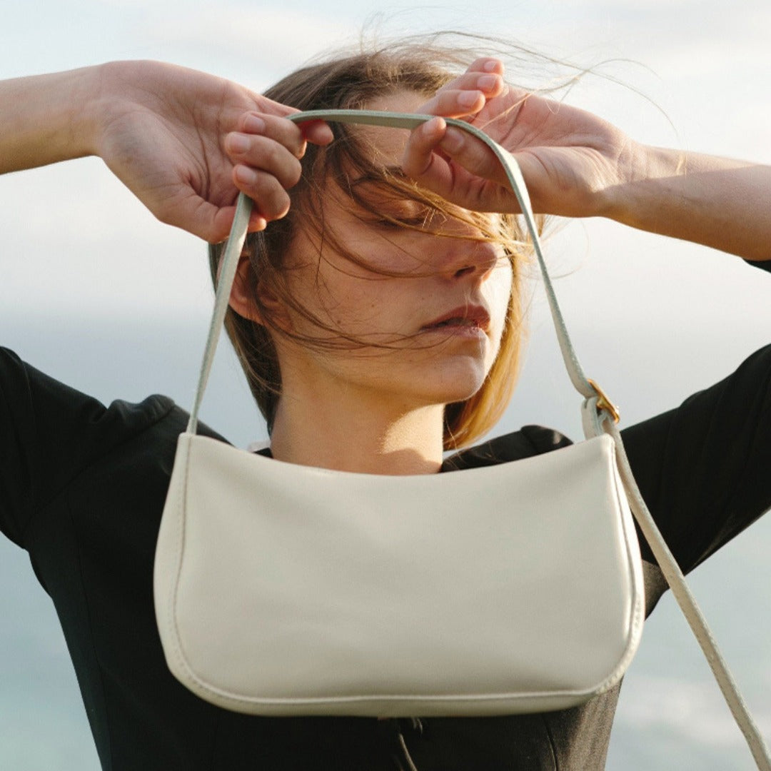 Underarm baguette bag, fashion shoulder bag, bag women's simple and versatile underarm bag, oil wax leather handbag women hobo - SJB-DIAMOND ELITES