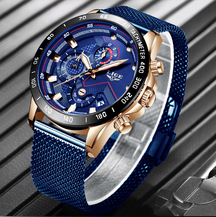 Men's Sports Waterproof Watch With  Stainless Steel Bracelet Unique Design Perfect Gift For Your Man Stevvex