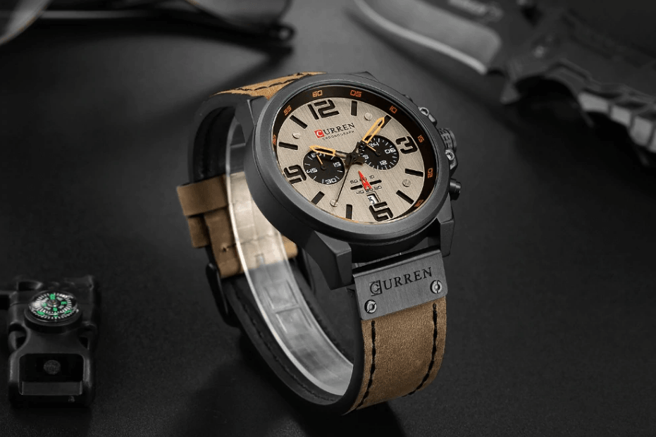 Retro  Waterproof Watch With Chronometers Steel Case And Leather Belts Unique Design Excellent Look Perfect Gift For Your Man Stevvex