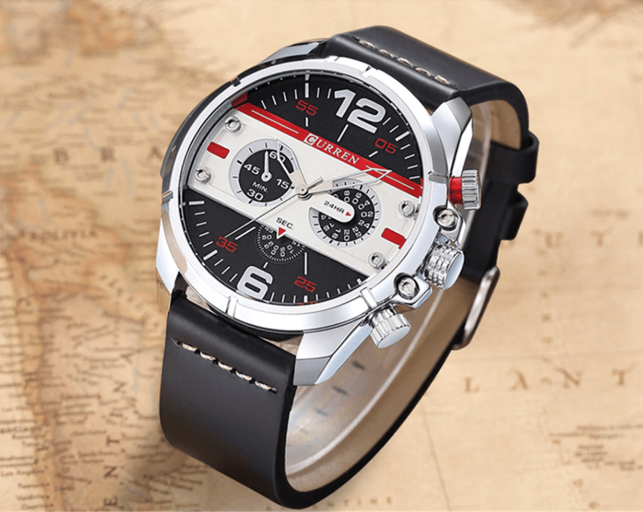 Men's  Waterproof Retro Style Watch With Excellent  Background, Chronometers  Large Numbers Perfect Gift Stevvex
