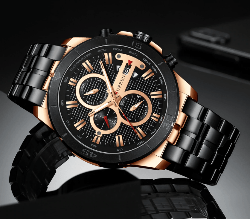 Men's Waterproof  Watch With Chronometers Day View And Fluorescent Hands Unique  Luxury Design  Perfect Gift Stevvex