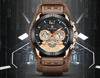 Men's Leather Waterproof Watch With Chronometers And Fluorescent Hands Excellent Design Perfect Gift - SJB-DIAMOND ELITES
