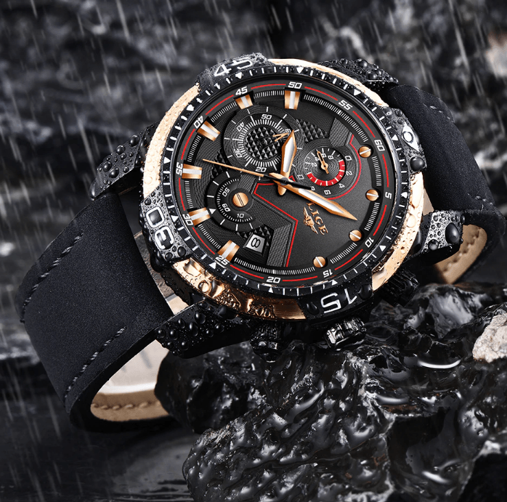 Men's Elegant Waterproof  Watch With Leather Straps   Business Style Watches Unique Design Perfect Gift For Your Man Stevvex