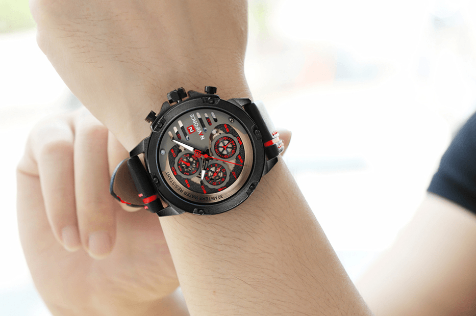 Men's  Sports Waterproof Watch With Chronometers And Leather Belt Multifunction Wristwatch Unique Design Perfect Gift - SJB-DIAMOND ELITES