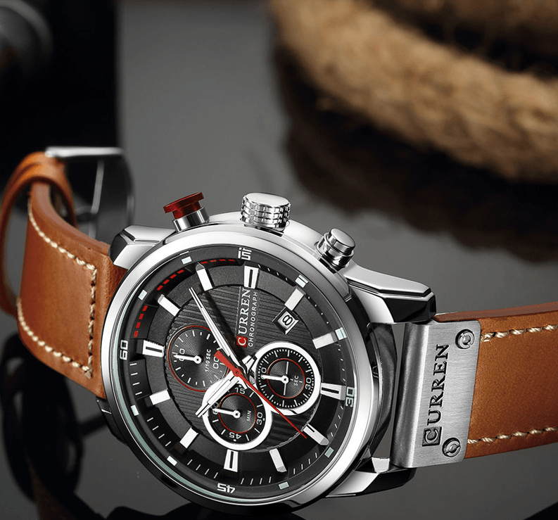 Men's Waterproof Elegant Sport Watch With Chronometers Day View, Leather  Belts And Hardlex Scratch Resistant Glass Perfect Gift For Him Stevvex