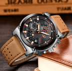Men's Waterproof Modern Watch With Leather Belts, Stainless Steel Case Excellent Look Perfect Gift Stevvex