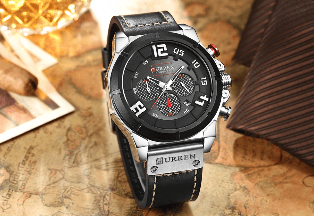 Men's Sport Waterproof Watch With Chronometers Large Numbers And Fluorescent Hands Perfect Gift For Your Man Stevvex