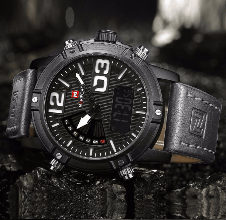 Men's Multifunction Digital Analog Waterproof Watch With Alarm And Automatic Time Zones Unique Design Excellent Gift - SJB-DIAMOND ELITES