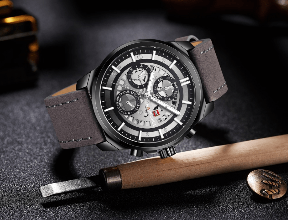 Sports Men's Leather Waterproof Date Display Casual Analog Luxury Watches Unique Design Perfect Gift - SJB-DIAMOND ELITES