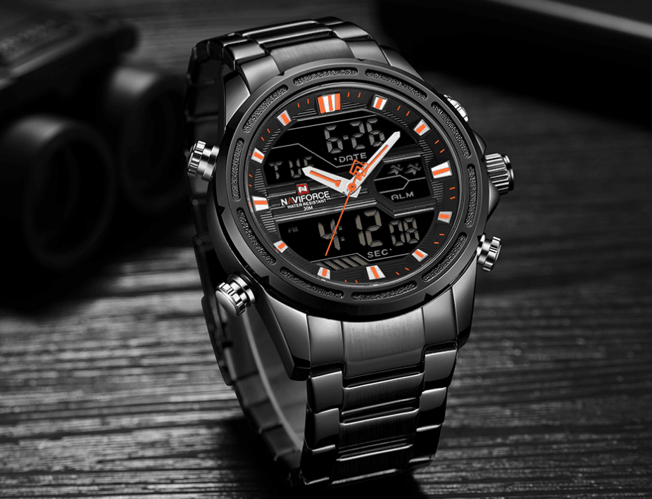 Mens Wrist Watch, Waterproof Analog Digital Watches Multifunction Stainless Steel Business Watches For Man Perfect Gift - SJB-DIAMOND ELITES