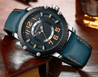 Men's Waterproof  Sport Watch With Leather  Belts  And Large Numbers Details Unique Design Perfect Gift Stevvex