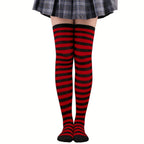 Vibrant Striped Knee High Socks - Women's Calf Socks for Music Festival, Cosplay Party, and Fashion Statement - Soft, Stretchy, and Comfortable Stockings & Hosiery for All-Day Wear Lootquake LLC
