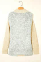 High-rise Patchwork Side Pockets Open Front Cardigan