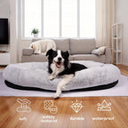 [Cozy Dog Bed] Orthopedic Faux Fur Dog Bed | Cozy Human-Sized Dog Bed For All Breeds - 71"x45"x14" With Blanket And Pillow, Washable, Includes Plush Pillow & Blanket Lootquake LLC