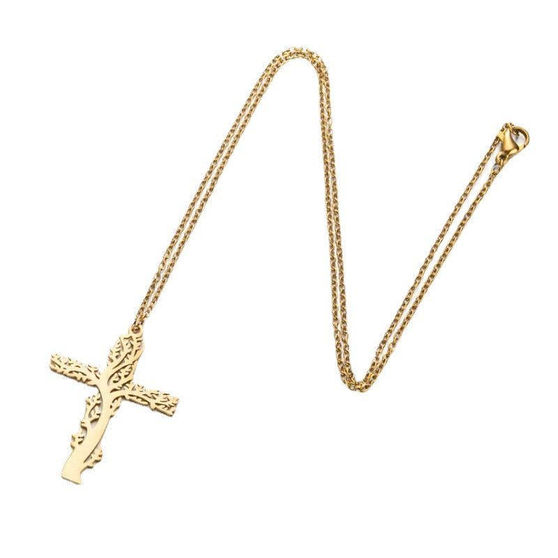 Tree Of Life Necklace Ladies Cross Clavicle Chain Jewelry Pi-Mart