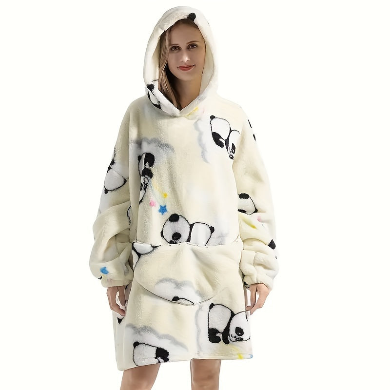 1pc Home Wearable Lazy Blanket Hooded Cold Wear Outdoor Cold Clothes Lazy Sweatshirt Soothing Fleece Thick Robe