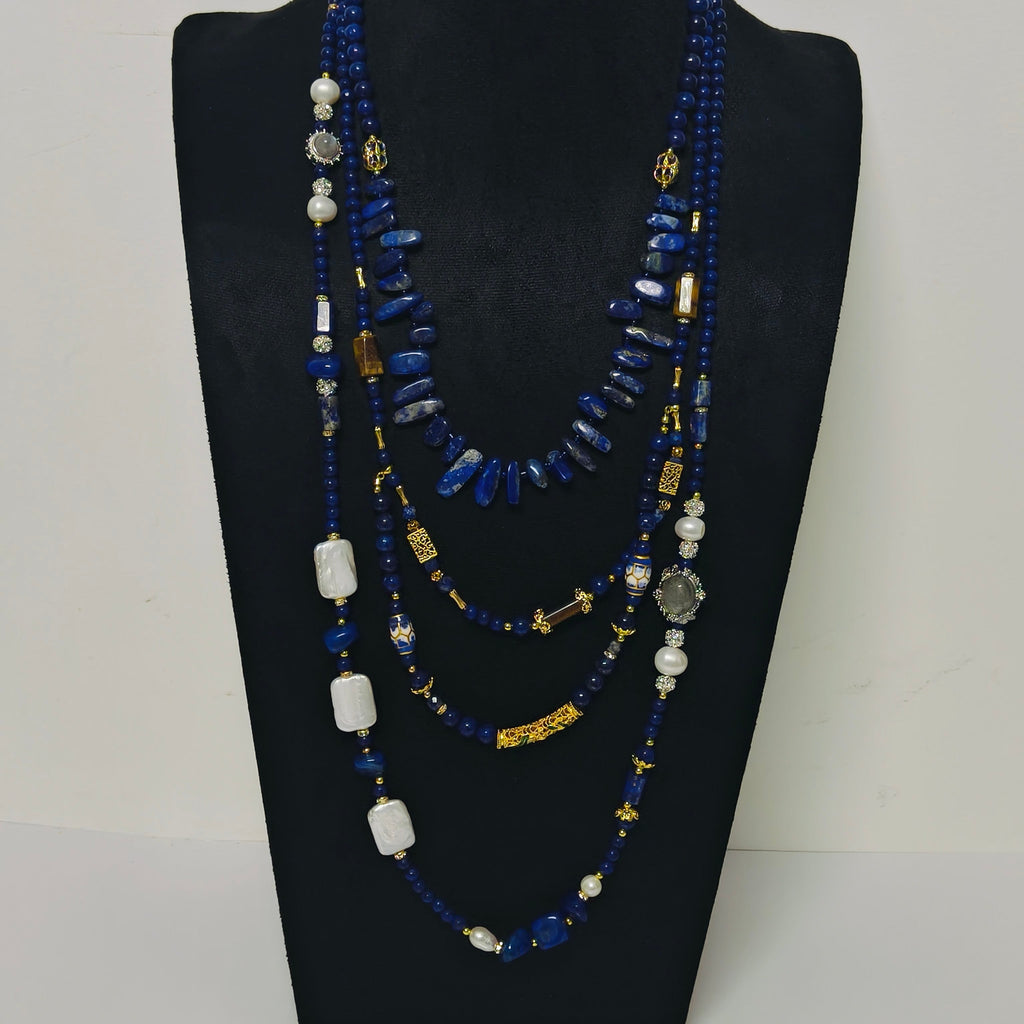 Handmade Premium Crystal Necklace |  Artisan Woven Jewelry with Alloy Accents  | Elegant Sparkling Statement Necklace for Women (MAC344)