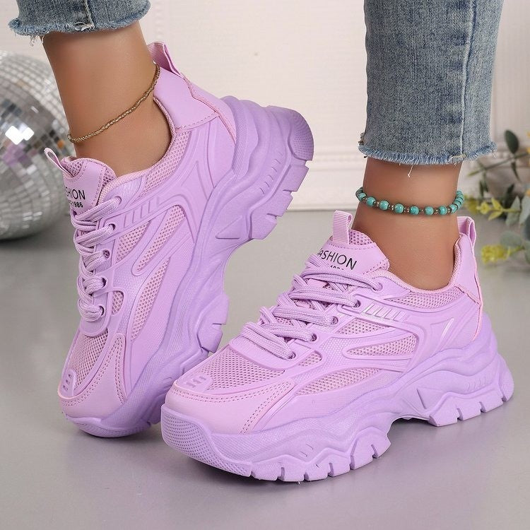 Mesh Breathable White Shoes Thick Bottom Heighten Casual Shoes Sports Women's Shoes Pi-Mart