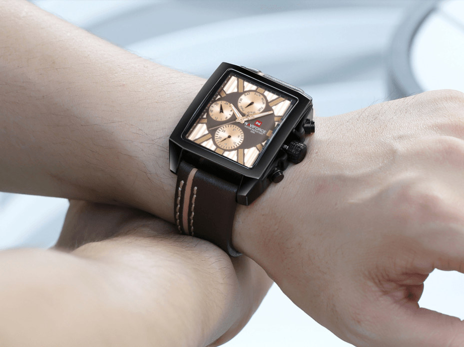 Men's Waterproof Watch With Leather Belt And Chronometers  Retro Style Unique Shape Excellent Gift - SJB-DIAMOND ELITES