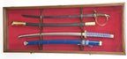 2 Sword Display Case Cabinet Stand Holder Wall Rack Box - Walnut Lockable w/ 98% UV Protection The Military Gift Store