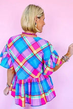 Women V Neck Ruffled Short Sleeve Babydoll Top | Femstylo