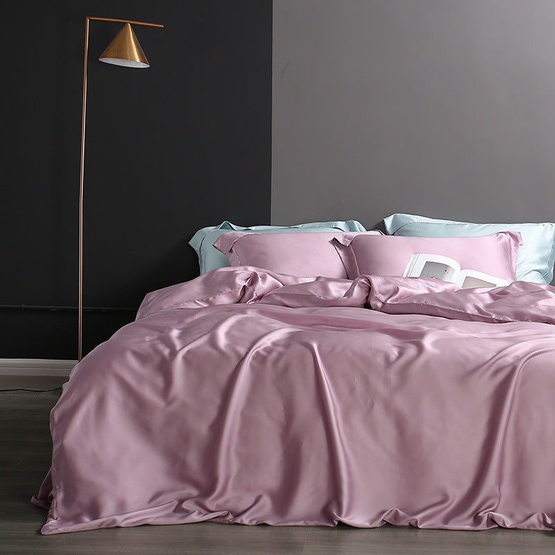 Ice silk pure color simple duvet cover sheet Pi-Mart