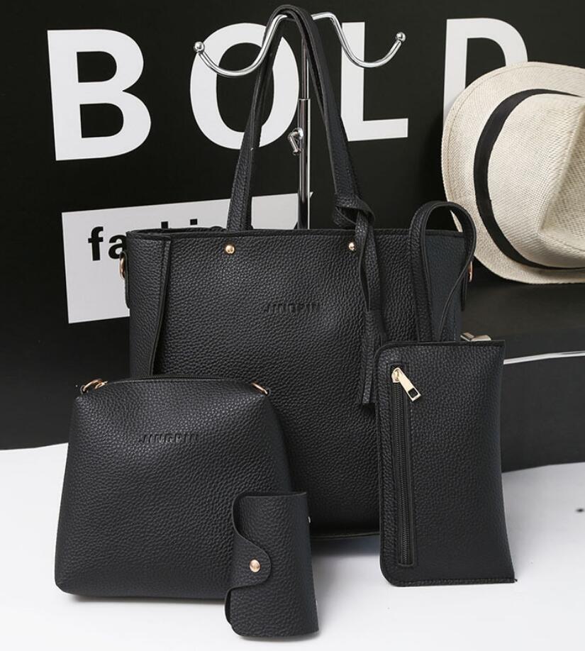 Women Bag Set Top-Handle Big Capacity Female Tassel Handbag Fashion Shoulder Bag Ladies PU Leather Crossbody Bag bolsas feminin Pi-Mart