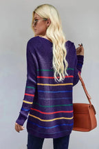 Blue Striped Loose Knit Sweater - SJB-DIAMOND ELITES