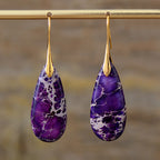 Bohemian Emperor Stone Water Drop Earrings Natural Stone Ornament Jewelry Pi-Mart
