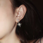 Six-pointed star 925 sterling silver zircon ladies earrings