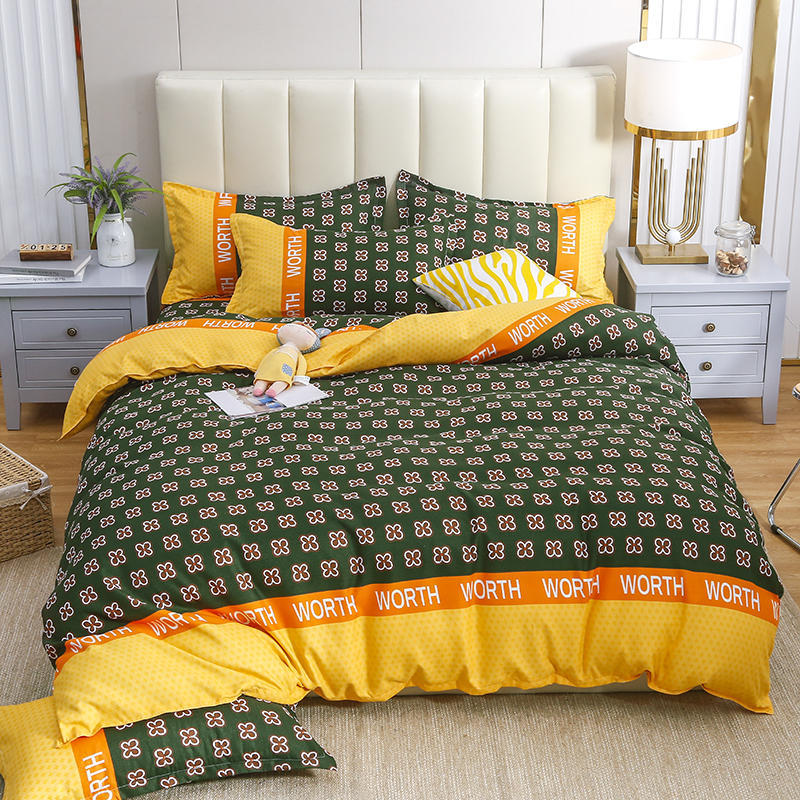 Simple Cotton Sanding Four-piece Set Thickening Small Bed Quilt Cover Pi-Mart