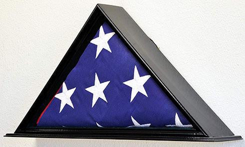 Flag Display Case for 5 x 9.5 Burial/Funeral/Casket/Veterans Military Flag Box, Black Case The Military Gift Store