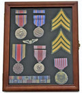 Flag Connections Medal Display Case Award Shadow Box, with glass door, Wall Mountable, Walnut Finish The Military Gift Store