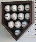 Flag Connections 12 Baseball Display Case Holder Cabinet-UV Protection and Lock -MAHOGANY Finish The Military Gift Store