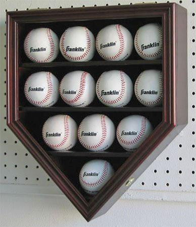 Flag Connections 12 Baseball Display Case Holder Cabinet-UV Protection and Lock -MAHOGANY Finish The Military Gift Store