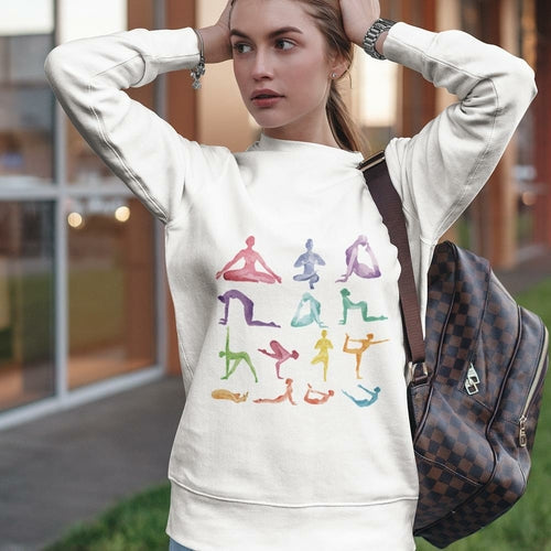 Yoga Theme Crewneck Sweatshirt THRIXINE