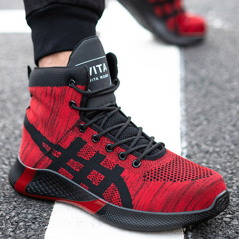 Winter Plush Boots Men Labor Protection Anti-smash Anti-puncture Work Shoes Warm Thickened Breathable Lace-up Safety Shoes Pi-Mart