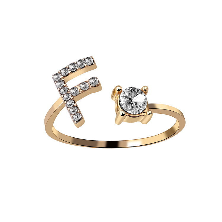 Adjustable 26 Initial Letter Ring Fashion Jewelry For Women Simple Elegant Jewelry Pi-Mart