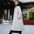 Retro Women's Artistic Cotton And Linen Clothing Buckle Cotton-padded Jacket Pi-Mart