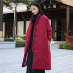 Retro Women's Artistic Cotton And Linen Clothing Buckle Cotton-padded Jacket Pi-Mart
