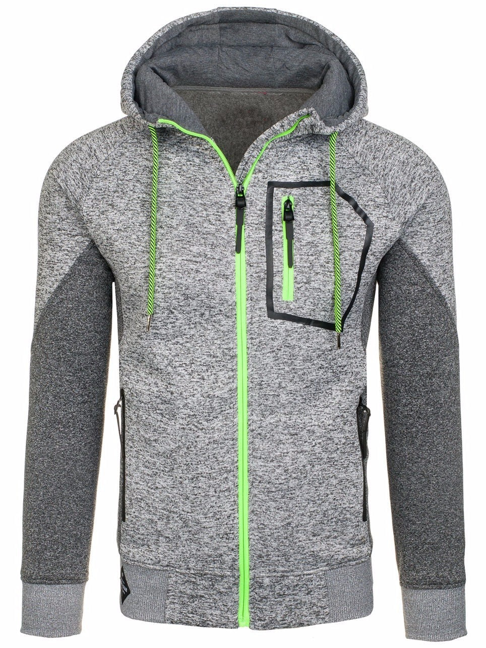 Men's Long Sleeve Hoodie Hoodie Zip Pocket Paneling Jacket Pi-Mart