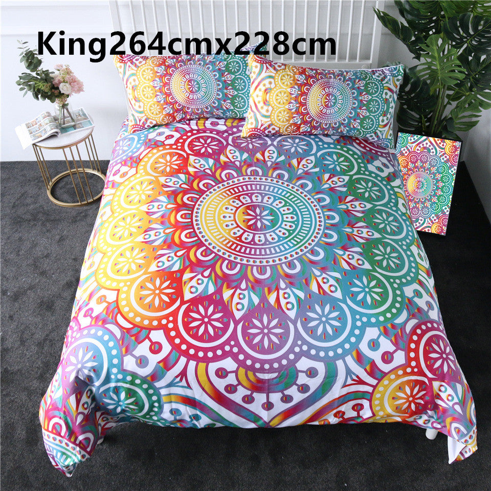Purple crochet quilt cover three-piece bedding set Pi-Mart