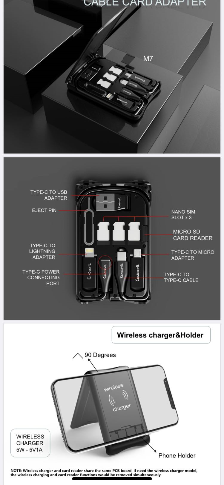 Multifunctional Travel Survival Card All-in-One Data Cable Pi-Mart