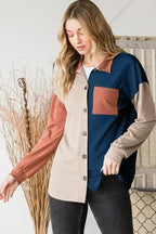 Color Block Button-Down Shirt - Modern Contrast Top | Femstylo
