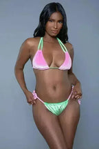 Lillian Bikini Set - Velvet Color Block Strappy Two-Piece